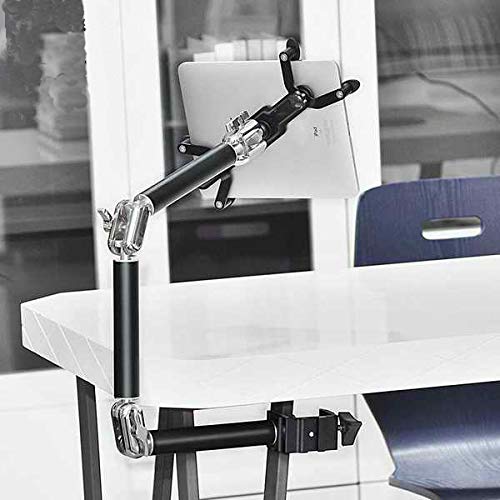 System-S Soporte Universal de Cuello de Cisne para Mesa de 3 articulaciones, Brazo de sujeción para Tablet, PC, eBook Reader en Negro
