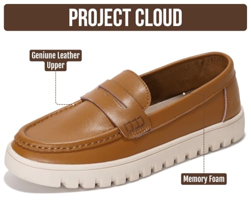 Image of Project Cloud 100% Genuine Leather Loafers for Women - Memory Foam Insoles Slip On Shoes for Women - Lightweight Womens Shoes - Non Slip Womens Loafers (Filide1)
