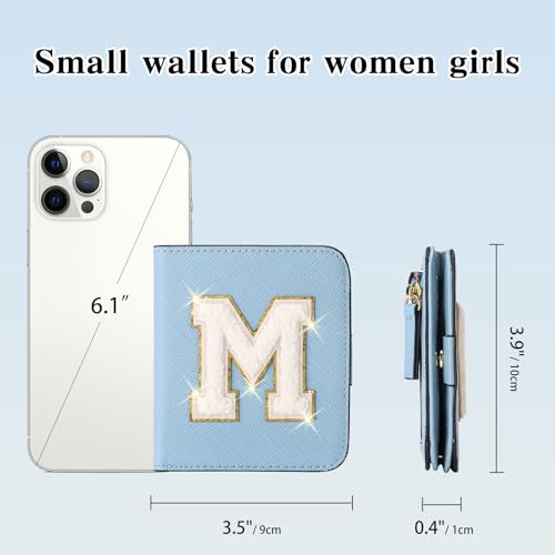 Image of RNIEGA Initial Wallet Women Small Teen Girl Gifts Trendy Stuff Girls Wallets Personalized Christmas Birthday Gift for Women Friends Daughter Granddaughter 6 7 8 9 10 11 12 13 Year Old Blue M