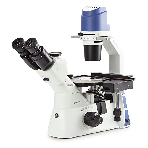 Image of Inverted Trinocular Microscope with Mechanical Stage PLPH 10 /20 /40x, 5W LED and with Transportation Box, Globe Scientific | Euromex