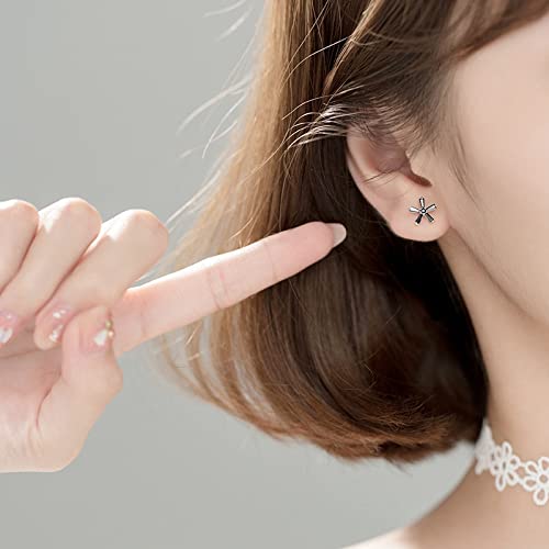 Boucles d'oreilles fleur cubic zirconia noir pour soirée