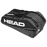 HEAD Core 6R Combi Tennis Racquet Bag - 6 Racket Tennis Equipment Duffle Bag, Black/Grey