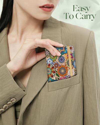 Image of Slohif Checkbook Cover for Personal Duplicate Checks - Women Check Cover Book Wallet Holder Colorful Hippie Faux Leather Top Side Tear