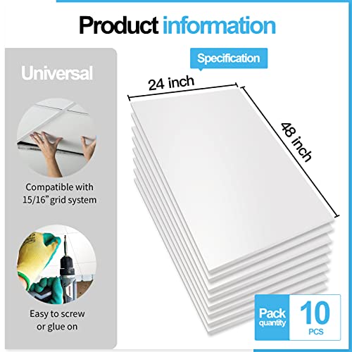 Image of Art3d 10-Pack Smooth Drop Ceiling Tiles, No Sag and Breakage, White