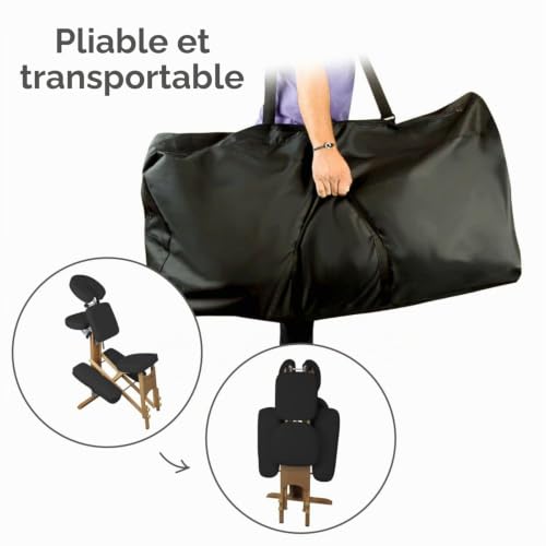 Vivezen - Chaise de Massage en Bois Pliable avec Sac de Transport - 2 Coloris – vue 5