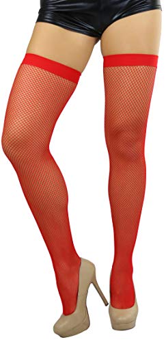 Image of ToBeInStyle Women's Fine Classic Fishnet Thigh High Stretch Nylon Novelty Stockings