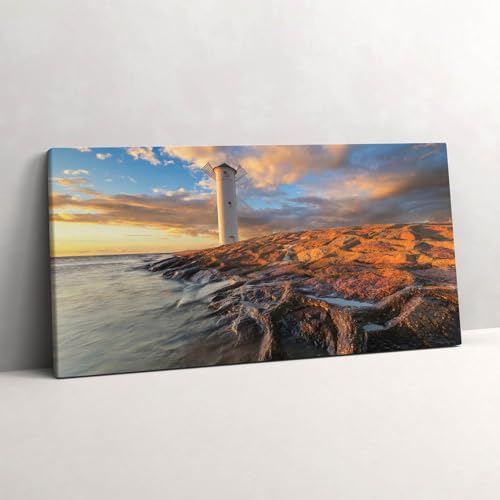 Image sur toile phare sur la mer Baltique 140x70cm en finition premium signee Wallfluent