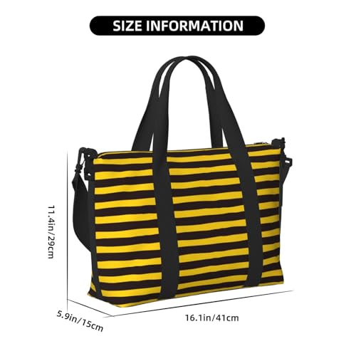 Travel Duffle Bags For Women Men - Bee Stripe Print Personal Item Weekender Overnight Gym Carry On Airport Tote Bag With Strap For Yoga, Travel, Business Trips2