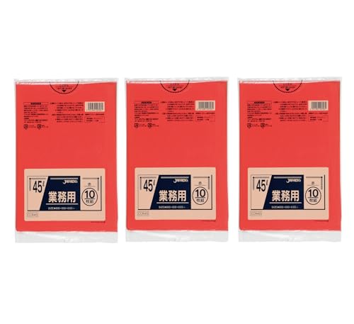 ジャパックス ゴミ袋 赤 縦80cm×横65cm×厚さ0.03mm 45L スタンダードポリ袋 カラータイプ CCR45 10枚入×3セット