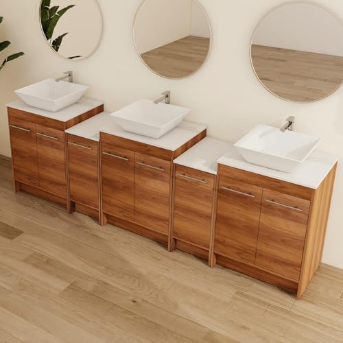 Calieton 96 Inch Freestanding Vanity, 96" Bathroom Vanity with Si...