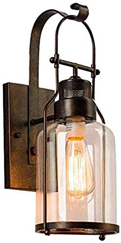 Preisvergleich Produktbild AußenWandleuchte Retro Aussenleuchten Antik Außenlampe Bronze Wandlampe Wasserdicht IP23 Eisen Wandleuchten Glas Schatten E27 Flur Terrasse Bar Café Hauseingang Hof Gang Türkopf AussenWandlampe