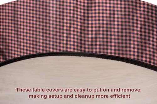 Image of The Furnishing Tree Round Elastic Fitted Dining Table Cover WxL 36x36 Inches Basketweave Pattern Multicolor