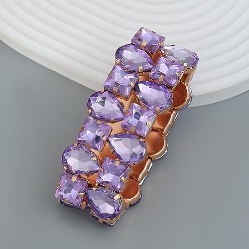 YERTTER Punk Layered Colorful Square Drop Crystal Stretchable Bracelet Hip Hop Bracelet Full Diamonds Hand Stretchable Elastic Bracelet Bangle for Women3