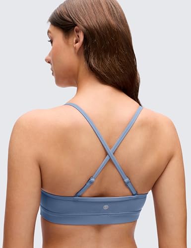 Image of CRZ YOGA Butterluxe V Neck Sports Bras | Light Support, Removable Pads, Yoga, Extremely Soft, Square Back, Adjustable Spaghetti Straps, for Women