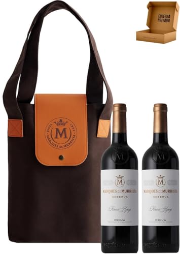 Estuche Regalo Elegante de 2 Botellas de Marques de Murrieta - Envío 24 h - Vino Rioja Regalo - Envío Cosecha Privada - Est Cuero Naranja 2 M. Murrieta