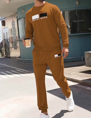 Babioboa Men's 2 Piece Outfits Long Sleeve Pullover Sweatshirt Tracksuit Jogger Sweatpants Sweatsuit Set2