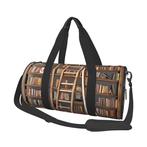 Travel Bag For Women,Funny Book Shelves Collection And Ladder Print Personal Item Duffle Bags,Weekend Travel Duffel Tote Bag,Travel Sport Gym Bag For Men,Airplane Travel Essentials For Flying