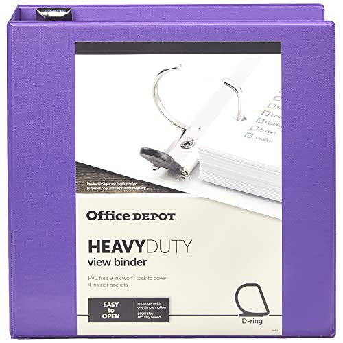 Office Depot® Brand Heavy-Duty D-Ring View Binder, 3" Rings, 54% Recycled, Purple #TOP3