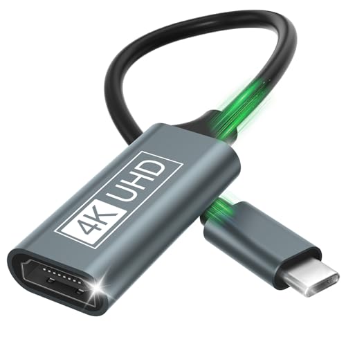 USB C auf HDMI, Type C auf HDMI 4K Adapter Thunderbolt 3/4 AUF USBC auf Hdmi Adapter Kompatibel mit iPhone 17/16Pro/16Pro Max/16/15, MacBook Pro/Air, iPadPro/Air, Galaxy S/Note, Dell XPS
