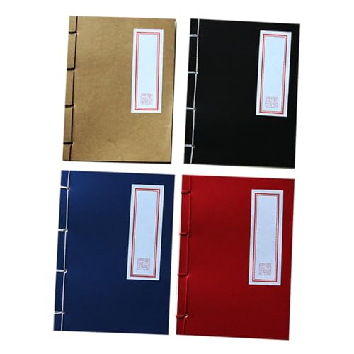 Carnet de style chinois Housoutil : lot de 4 cahiers vintage portables pour vos notes de bureau