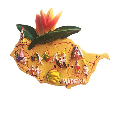 Aimant de réfrigérateur 3D Madeira Portugal - Cadeau souvenir pour la maison, la cuisine - Décoration de réfrigérateur