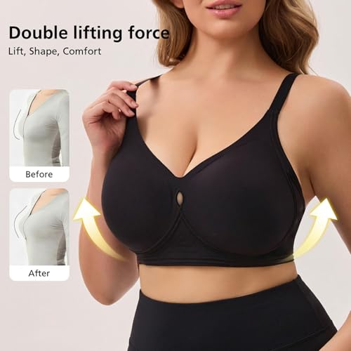 Seamless Full Coverage Wireless Bralette for Women, No Underwire Comfort Bra for Everyday Wear & Lounge Black S (US, Alpha, Small, Regular, Regular, Black) — view 2