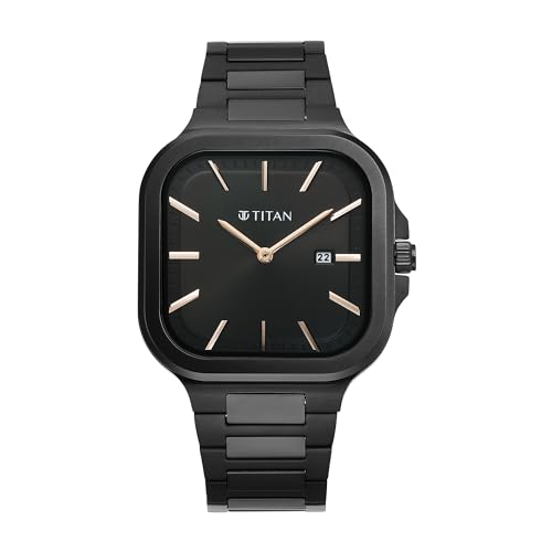 Titan Classique Slim Square Quartz Analog with Date Black Dial Stainless Steel Strap Watch for Men-90176NM01 (B0CRHG7VBB) Amazon Price History, Amazon Price Tracker