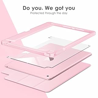 VIKESI for iPad 6th / 5th Generation 9.7 inch Case (2018/2017), iPad Air 2 & 1 (2014/2013) Case, Clear Back, Smart Cover [Built-in Pencil Holder, Auto Sleep/Wake] - Pink