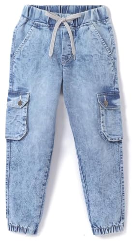 chopper club Denim-Cargo-Jogginghose für Jungen, schmale Passform, 3 x 1, dehnbarer Denim-Stoff, 6 Taschen, Cargo-Jeans, Stein, 8