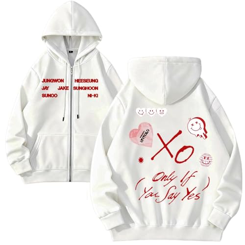Genérico OnlyIfYouSay Moda Cremallera con Capucha Nombre Letra Sudaderas Cálido Lana Outwear Hombres Mujeres Sudadera con Capucha(White-Thick,L)