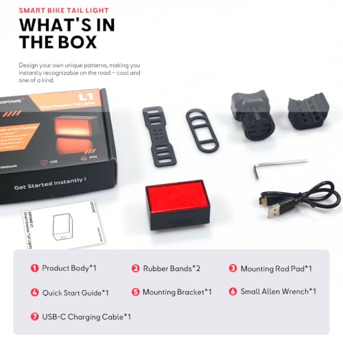 XIFOWE Smart Bike Tail Light, DIY Patterns & Text, USB-C Rechargeable, IPX5 - image 9