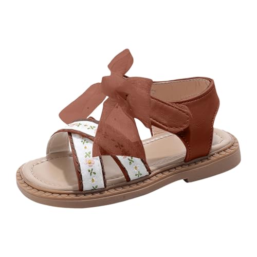 IWIHMIV Girl's Slip On Sandals Dressy Bow Sandal Comfortable Non Slip Open Toe Slides Flat Summer Cute Beach Shoes