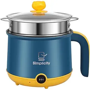 Diamond World 1.8 Litre Electric Multi Cook Kettle Cooker 600W Inner Non-Stick with Stainless Steel Steamer Glass Lid Base Cooking Pot Noodle Maker Egg Boiler hot Pot Vegetable and Rice & Pasta Travel