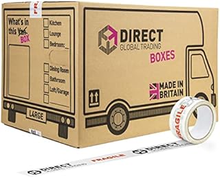 25 Strong Large Cardboard Storage Packing Moving House Boxes with 66m Fragile Tape 47cm x 31.5cm x 30cm 44 Litres