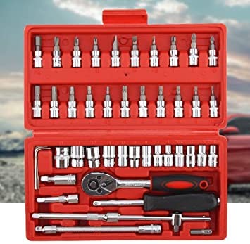 RTAD | Socket Set Car & Bike Repairing Hand Tool Long Handle Screwdriver Set (Pack of 1) Hand Tool Kit (46 Tools)