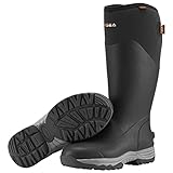 HISEA Rubber Rain Boots for Men, Waterproof Insulated Neoprene Hunting Boots, Durable Anti-Slip Outdoor Mud Boots for Hunting Gardening Farming Fishing Yard Working, Size 9 Black