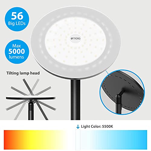 Floor Lamps For Living Room - 5000 Lumens Super Bright Led Torchiere Floor Lamp With 5-Level Dimmable, 5500K Natural Daylight Modern Tall Standing Lamp Reading Light,30M Timer For Bedroom, Home Office #TOP1