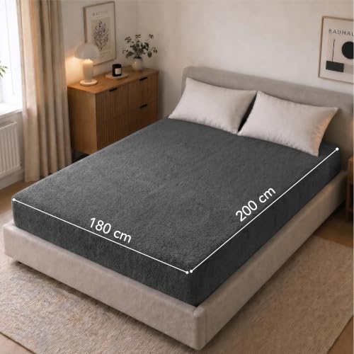 Dreamzie Spannbettlaken 180x200 Anthrazit - Frottee 80% Baumwolle, Oeko-Tex – Ansicht 5
