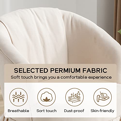 Sudwesto Swivel Barrel Chair With Pleated Skirt, Swivel Accent Chair, Comfy Round Auditorium Chair, Swivel Club Armchair For Nursery Living Room Bedroom (Beige) #TOP5