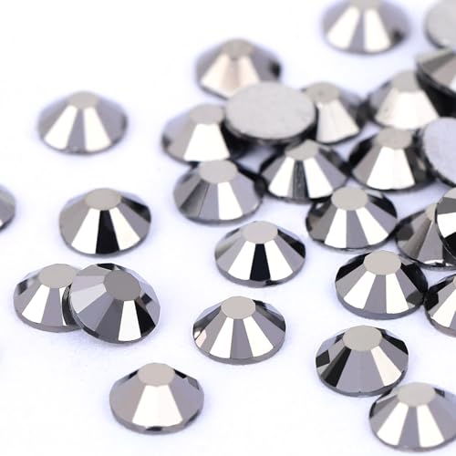 Image of Novani 1440 Pieces Hema Black Flat Back Glass Stones Round Gems Non Hotfix Crystals for Crafts SS20