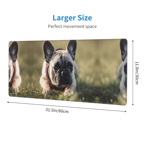 Tapis de souris bouledogue français 80x30 cm idéal pour le bureau - 4