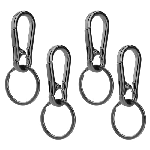Dimeho 4Pcs Key Ring Chain Holder Metal Clip Spring Snap Hook Paracord Hanging Clips for Camera Strap Flashlight Car Keys/Purse Organizer