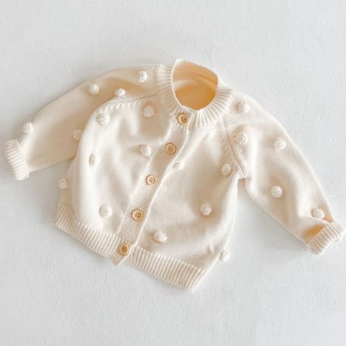 Image of Simplee kids Baby Girl Thin Sweater Solid White Pink Cardigans for Toddler 0-3Years