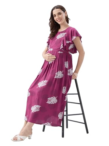 Image of AV2 Women Maternity Feeding Dress Purple X-Large 5176