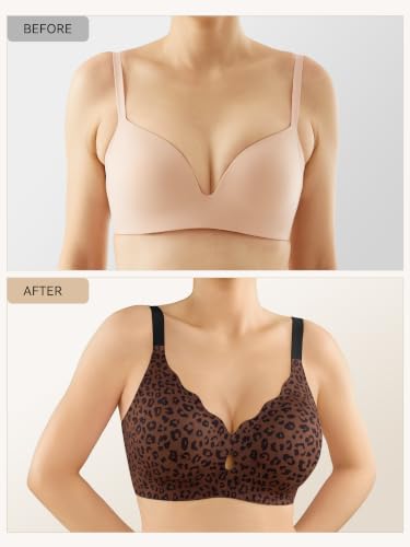 Image of LUCKMEEY Bras for Women No Underwire Wave Push Up Wireless Bra Seamless Bras Full Coverage Bralettes Lift Everyday Bras