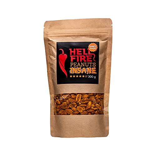 I LOVE SPICY Hellfire Peanuts Insane 300g Cacahuetes Extremadamente Picantes Condimentados con Chile Carolina Reaper, Grado de Picante 5/5
