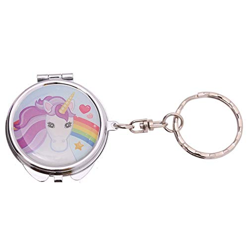 Preisvergleich Produktbild Schlüsselanhänger / Taschenspiegel Regenbogen Einhorn