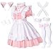 Anime French Maid Schürze, Lolita, Faschingskostüm, Cosplay Kostüm, pelzige Katze, Ohren, Handschuhe, Socken-Set, rose, XXX-Large