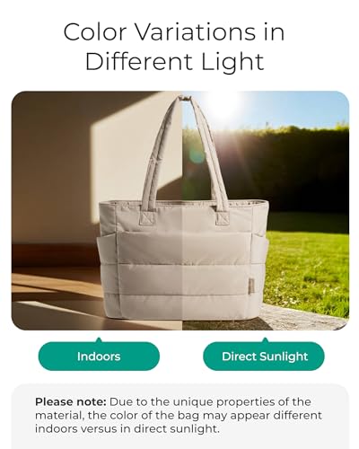 BAGSMART Tote Bag for Women, Lightweight Puffy Tote Bag with Compartments Shoulder Bag Handbag for Travel, Work, Gym - Image 4
