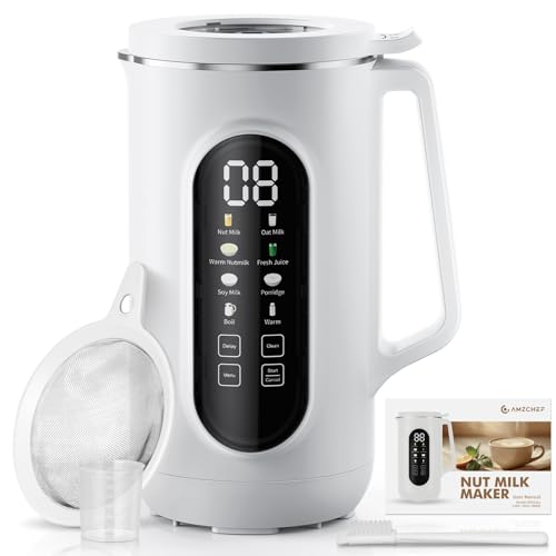 40oz Nut Milk Maker Machine, 10 in 1 Nut Milk Maker for Homemade Almond Milk, Soy Milk, Oatmeal, and Non-Dairy Beverages, Soy Milk Maker with 10 Blades, Delay Start, Keep Warm, Auto-clean, Boiling